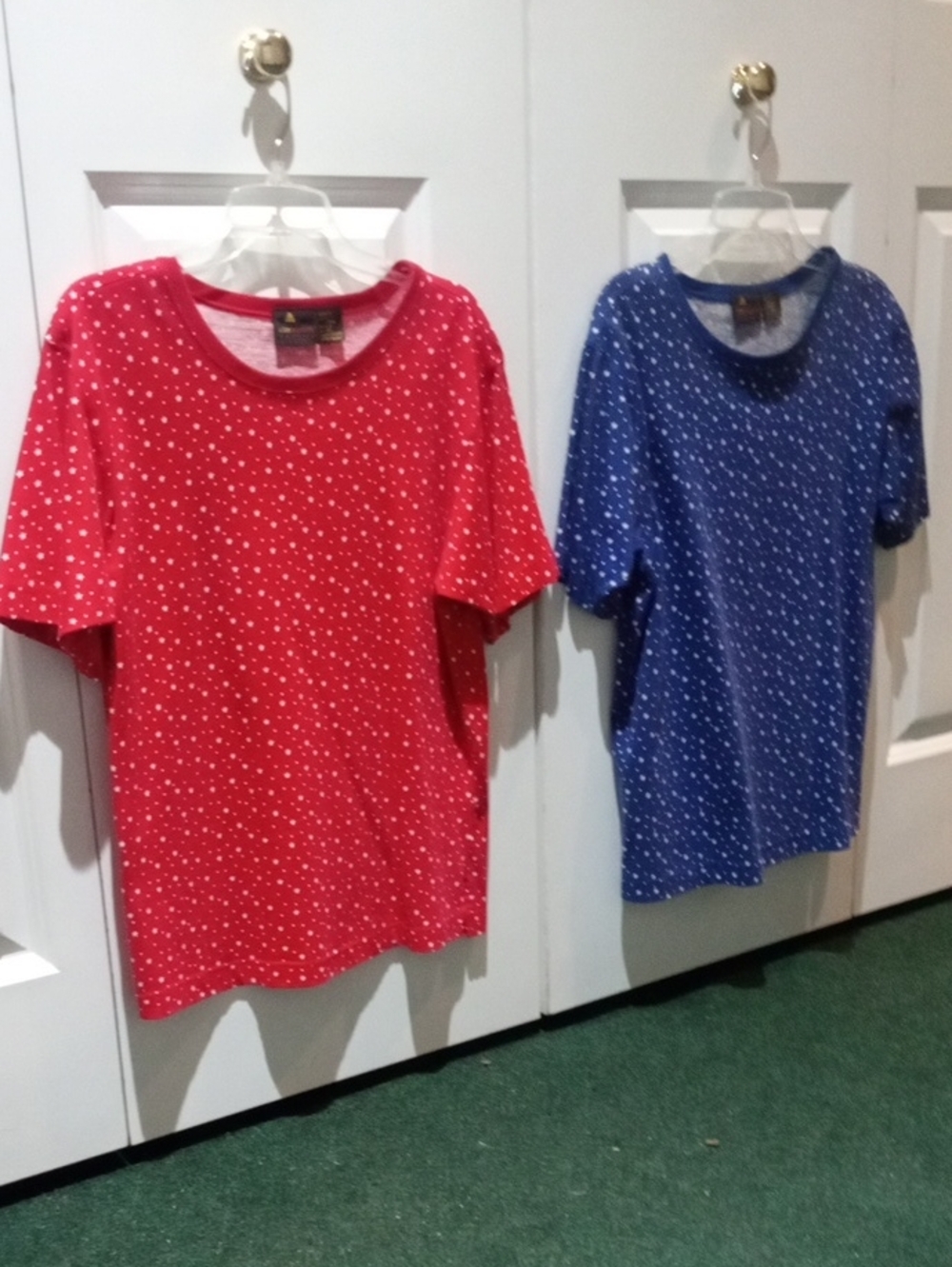 Ladies Short-Sleeve Star Print Tees - Red and Blue